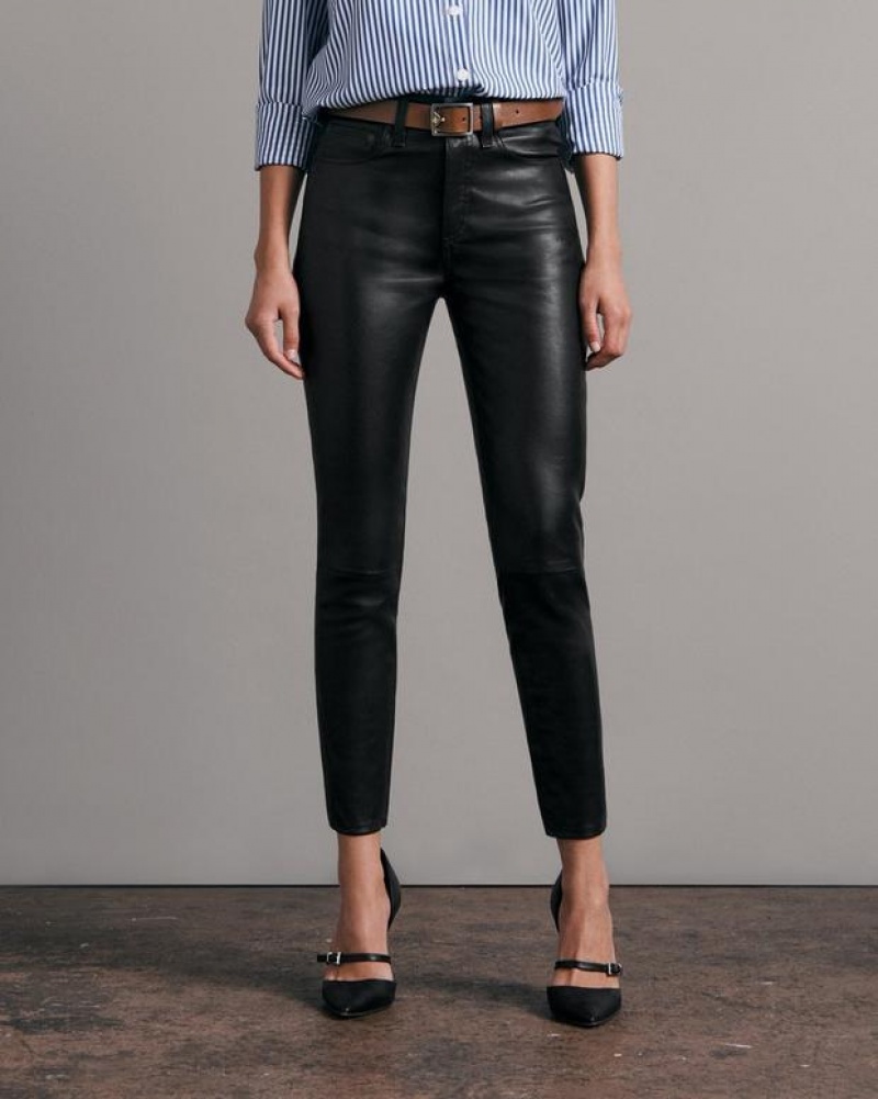 Rag & Bone Nina High-Rise Skinny Leather Pant Slim Fit Pant Black | 87506TQMS