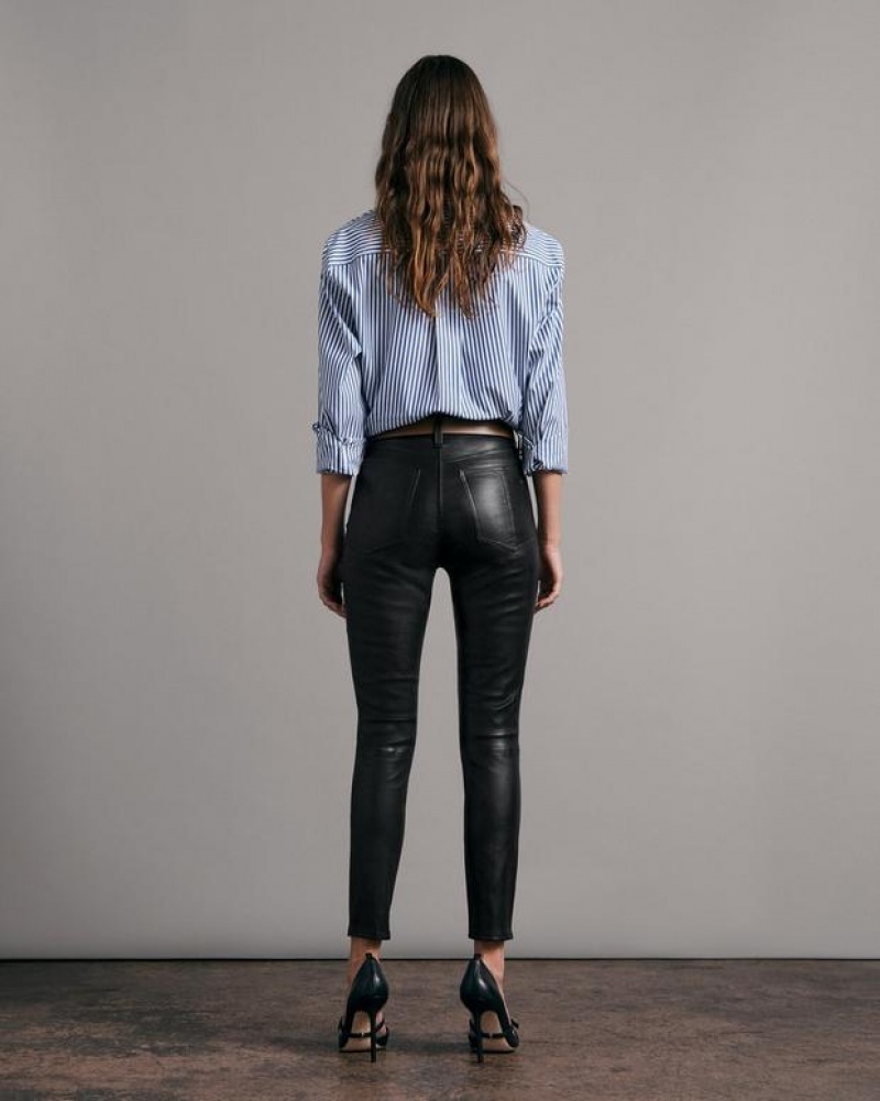 Rag & Bone Nina High-Rise Skinny Leather Pant Slim Fit Pant Black | 87506TQMS