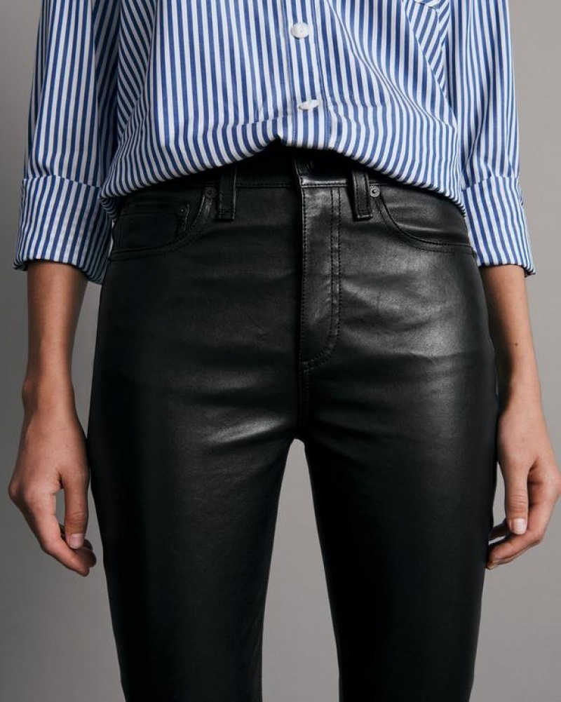 Rag & Bone Nina High-Rise Skinny Leather Pant Slim Fit Pant Black | 87506TQMS