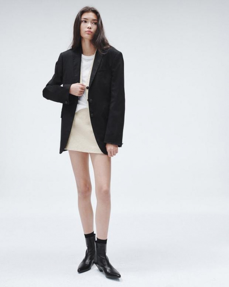 Rag & Bone Odessa Linen Blazer Relaxed Fit Black | 76380UDCX