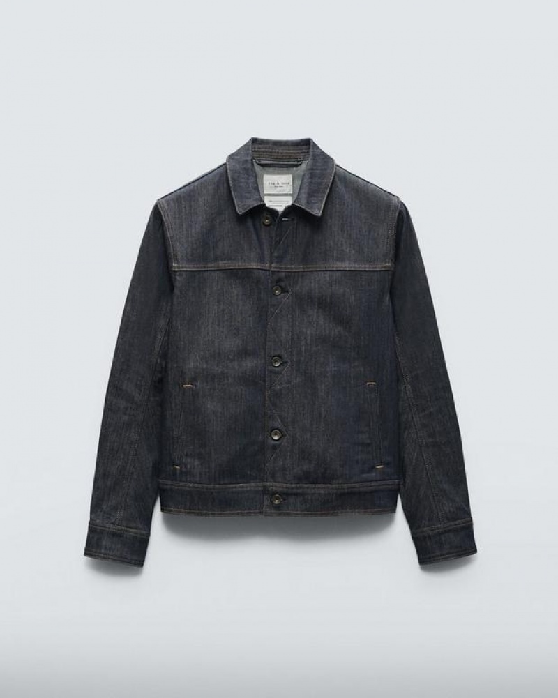 Rag & Bone Owen Denim Trucker Jacket Classic Fit Raw Indigo | 15493FALR