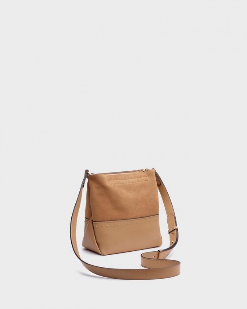 Rag & Bone Passenger Crossbody 2.0 Large Crossbody Bag Camel Suede | 74815JQZT