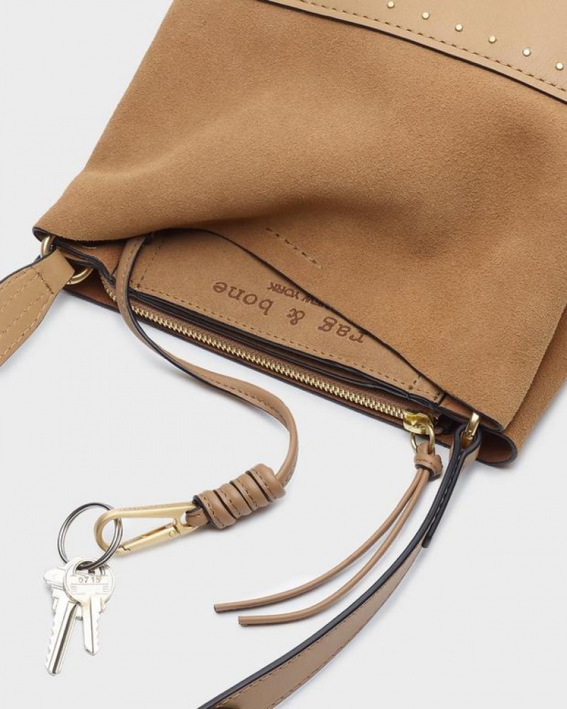 Rag & Bone Passenger Crossbody 2.0 Large Crossbody Bag Camel Suede | 74815JQZT