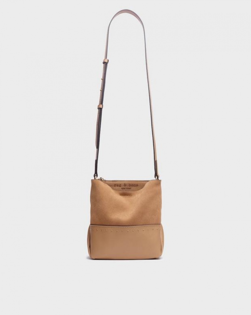 Rag & Bone Passenger Crossbody 2.0 Large Crossbody Bag Camel Suede | 74815JQZT