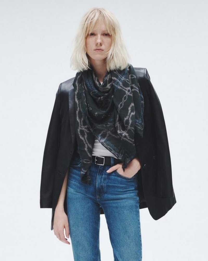 Rag & Bone Pea Chain Cashmere Scarf Lightweight Black | 93524XWCK