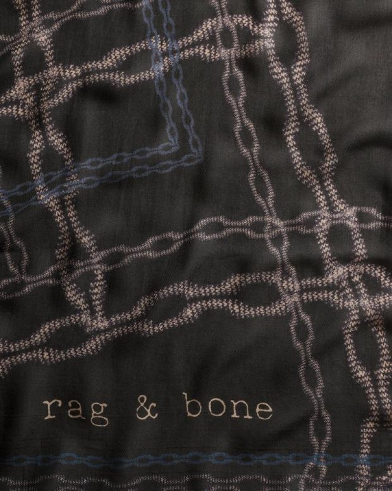 Rag & Bone Pea Chain Cashmere Scarf Lightweight Black | 93524XWCK