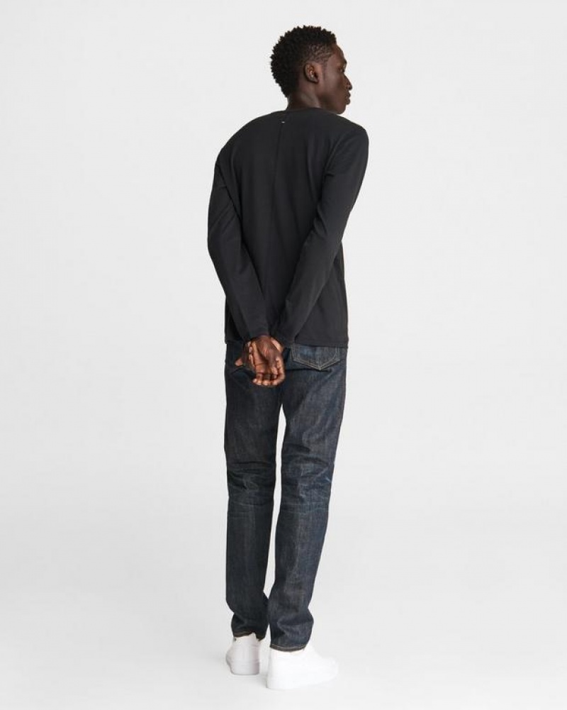 Rag & Bone Pratt Principal Long Sleeve Tee Jersey T-Shirt Black | 60832KRNM