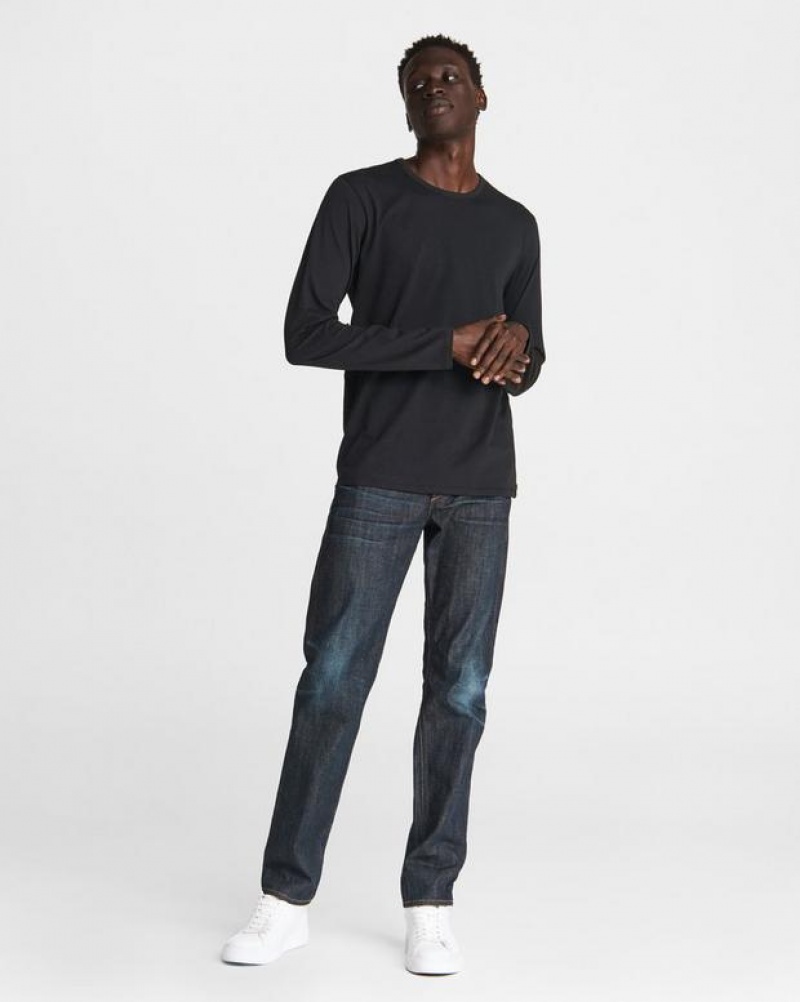 Rag & Bone Pratt Principal Long Sleeve Tee Jersey T-Shirt Black | 60832KRNM