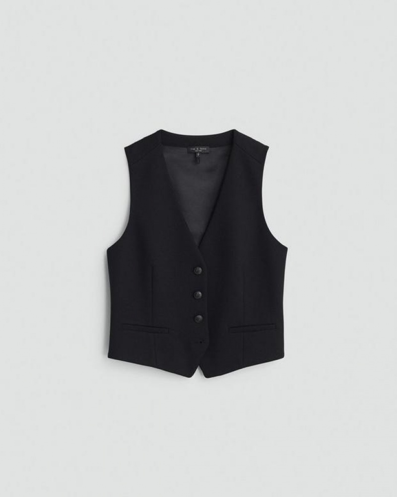 Rag & Bone Priya Ponte Vest Tailored Fit Black | 37956QDFG