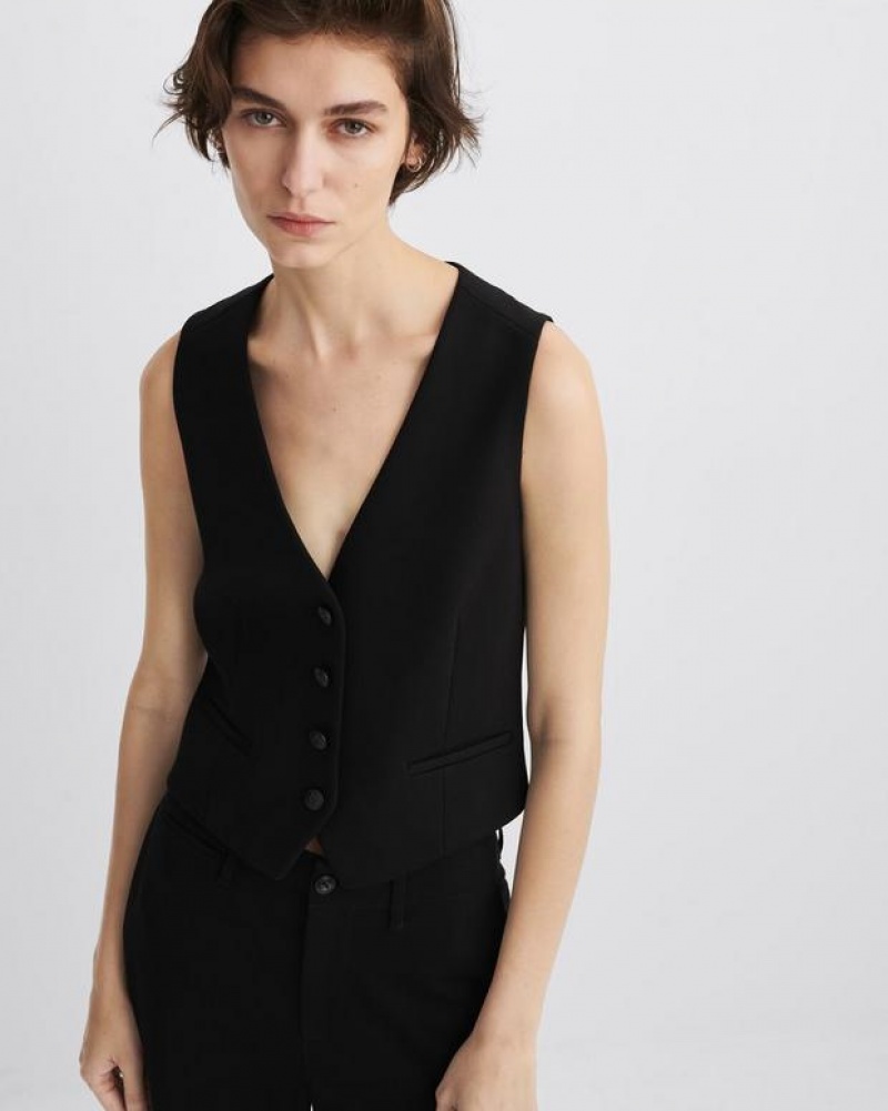 Rag & Bone Priya Ponte Vest Tailored Fit Black | 37956QDFG