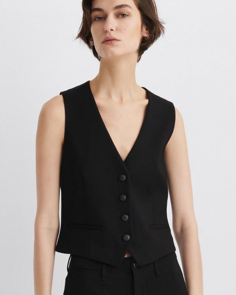 Rag & Bone Priya Ponte Vest Tailored Fit Black | 37956QDFG