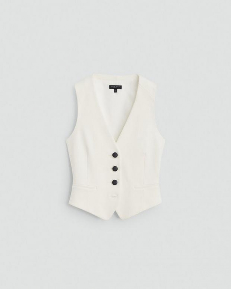 Rag & Bone Priya Ponte Vest Tailored Fit Ivory | 03475QYNH