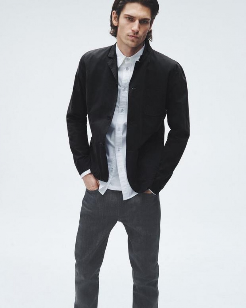 Rag & Bone Prospect Peached Cotton Blazer Relaxed Fit Blazer Black | 53674AMCW