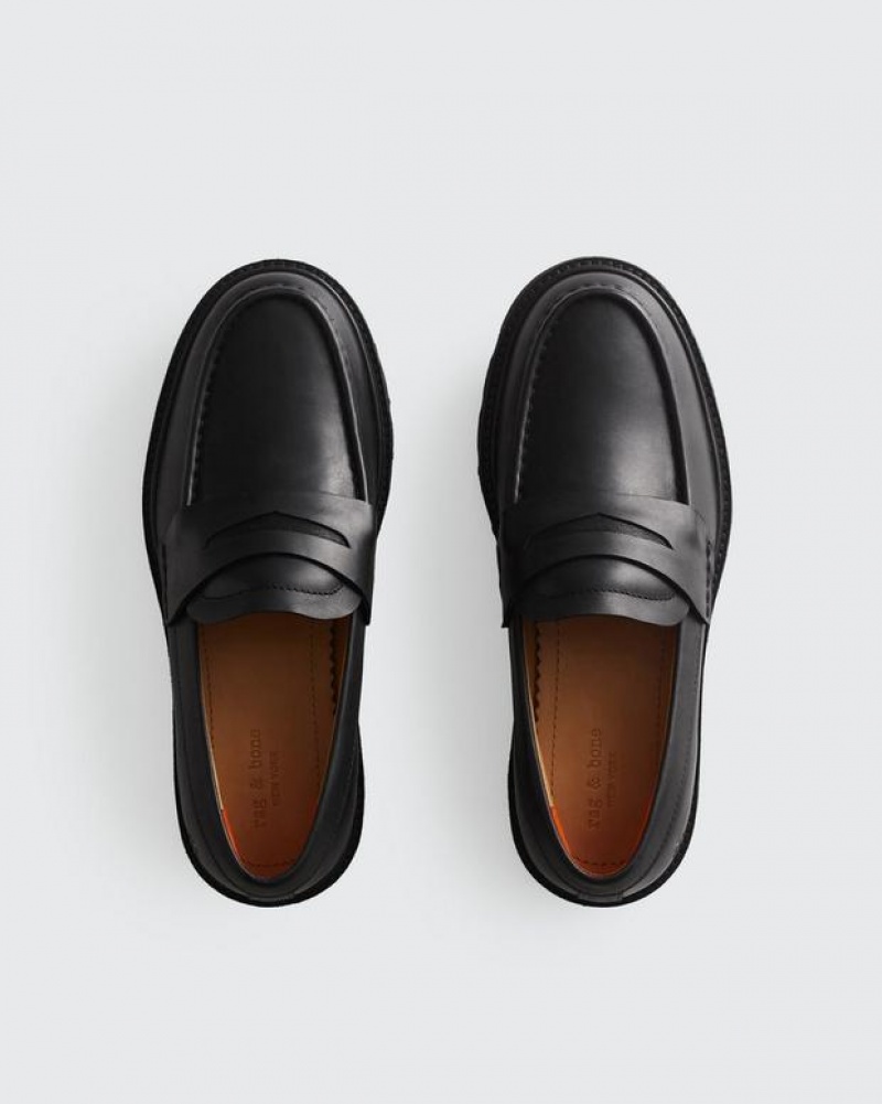 Rag & Bone RB Loafer - Leather Penny Loafer Black | 29401QZVR