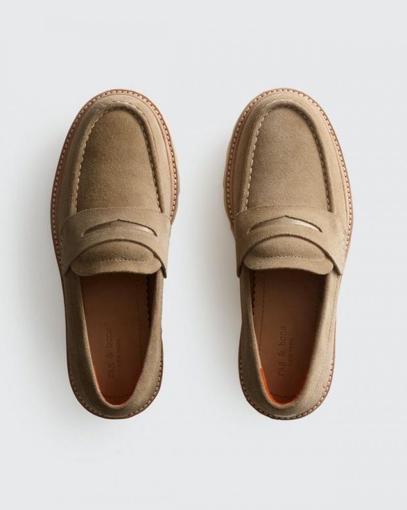 Rag & Bone RB Loafer - Suede Penny Loafer Nougat Suede | 37208XQBG