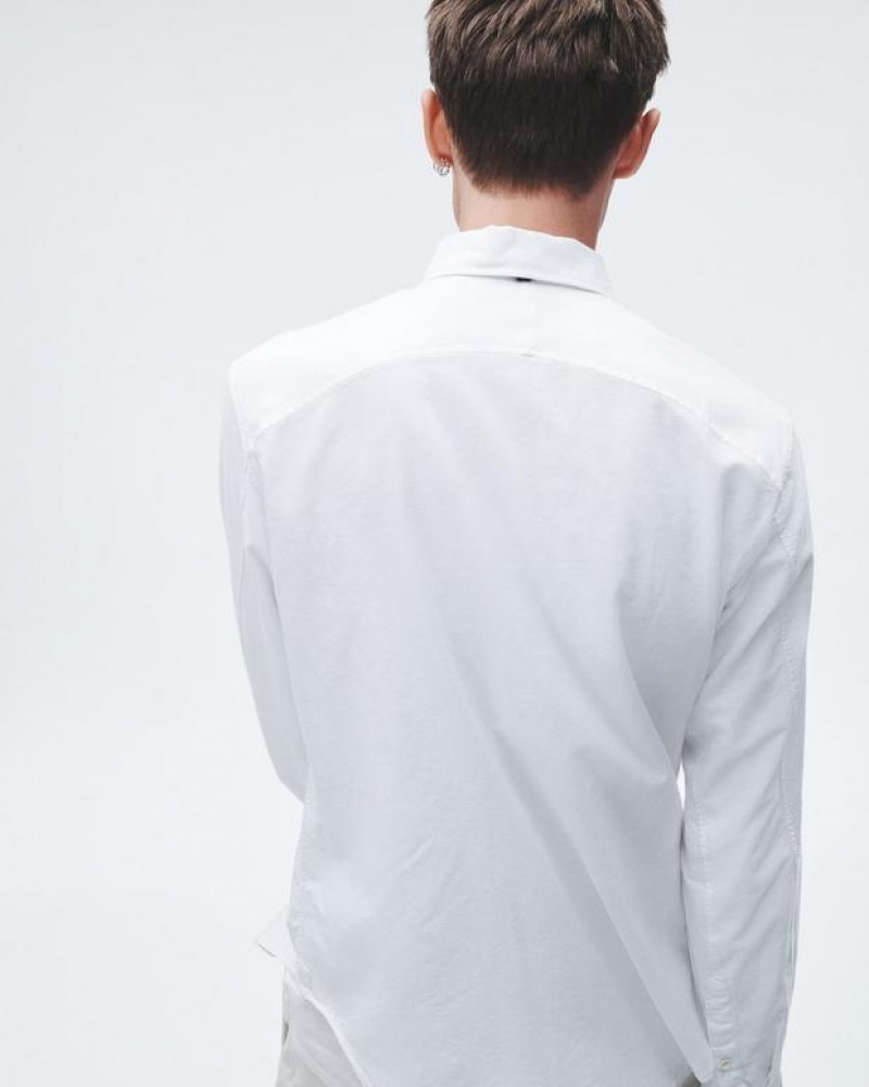 Rag & Bone RB Monster Cotton Oxford Shirt Classic Fit Button Down White | 78326JWVY