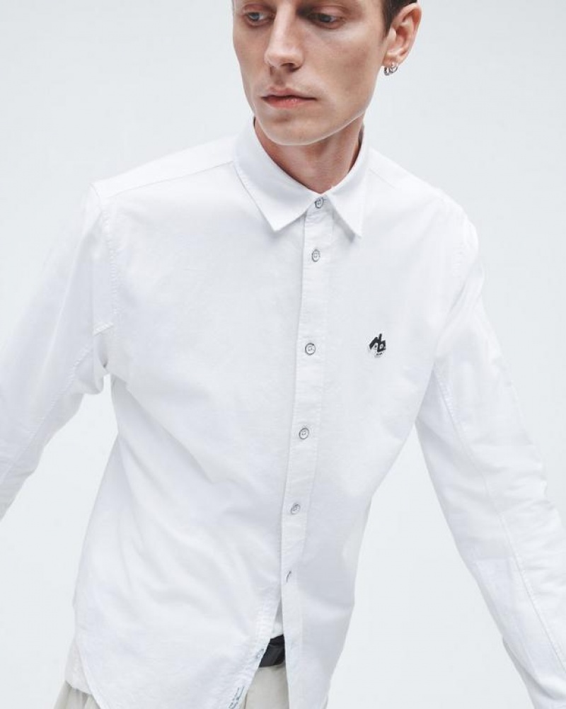 Rag & Bone RB Monster Cotton Oxford Shirt Classic Fit Button Down White | 78326JWVY