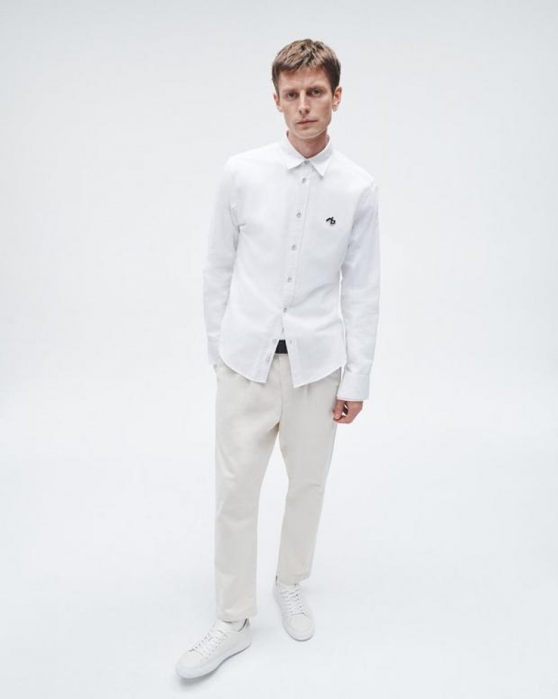 Rag & Bone RB Monster Cotton Oxford Shirt Classic Fit Button Down White | 78326JWVY