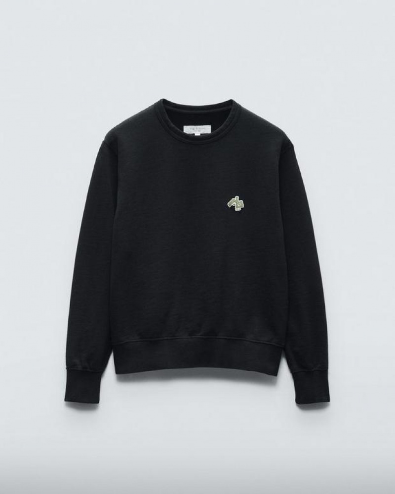 Rag & Bone RB Monster Cotton Sweatshirt Relaxed Fit Black | 14890TBQL