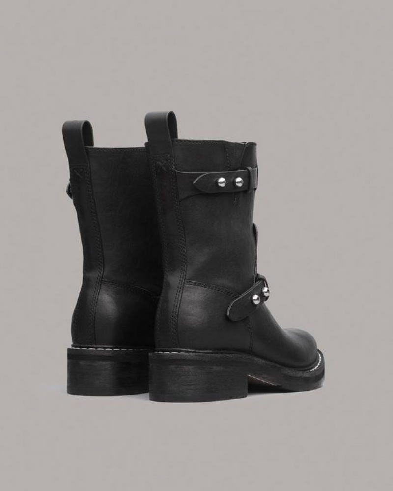 Rag & Bone RB Moto Boot - Leather Moto Boot Black | 85047HYXM