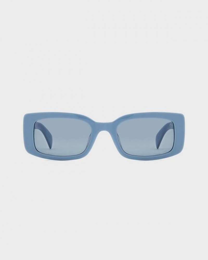 Rag & Bone Reed Rectangular Sunglasses Blue | 10693FWMG