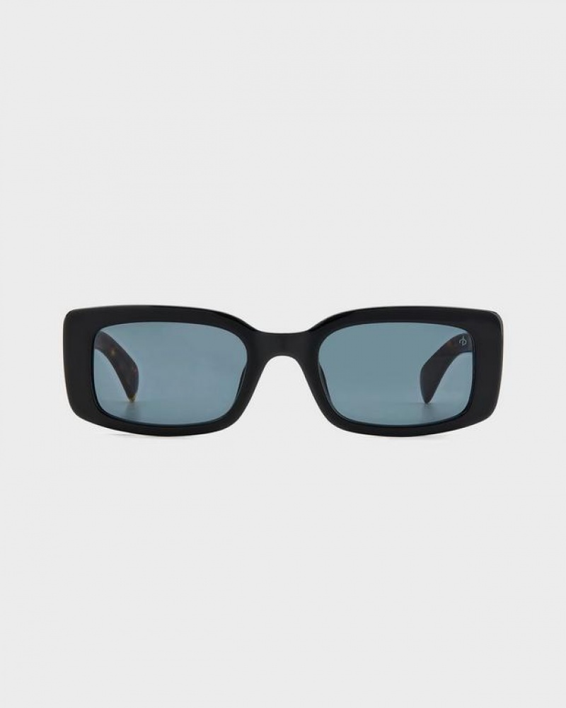 Rag & Bone Reed Rectangular Sunglasses Black | 97604DAYG