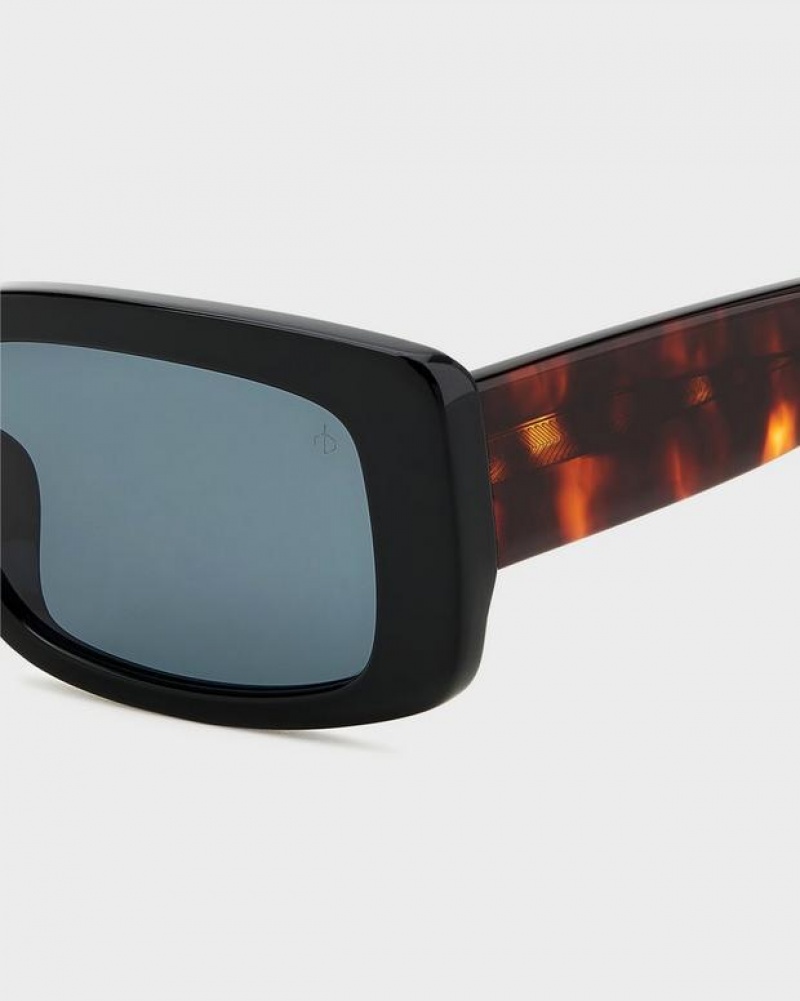 Rag & Bone Reed Rectangular Sunglasses Black | 97604DAYG