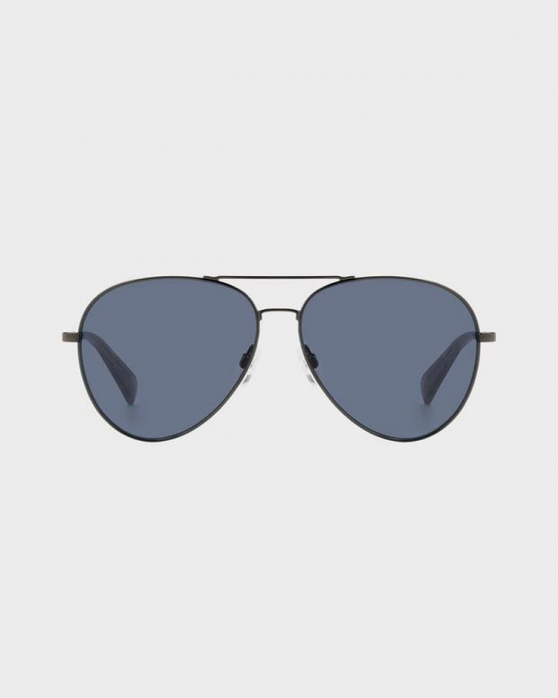 Rag & Bone Ren Pilot Sunglasses Dark Ruthenium / Grey | 96731HKUL