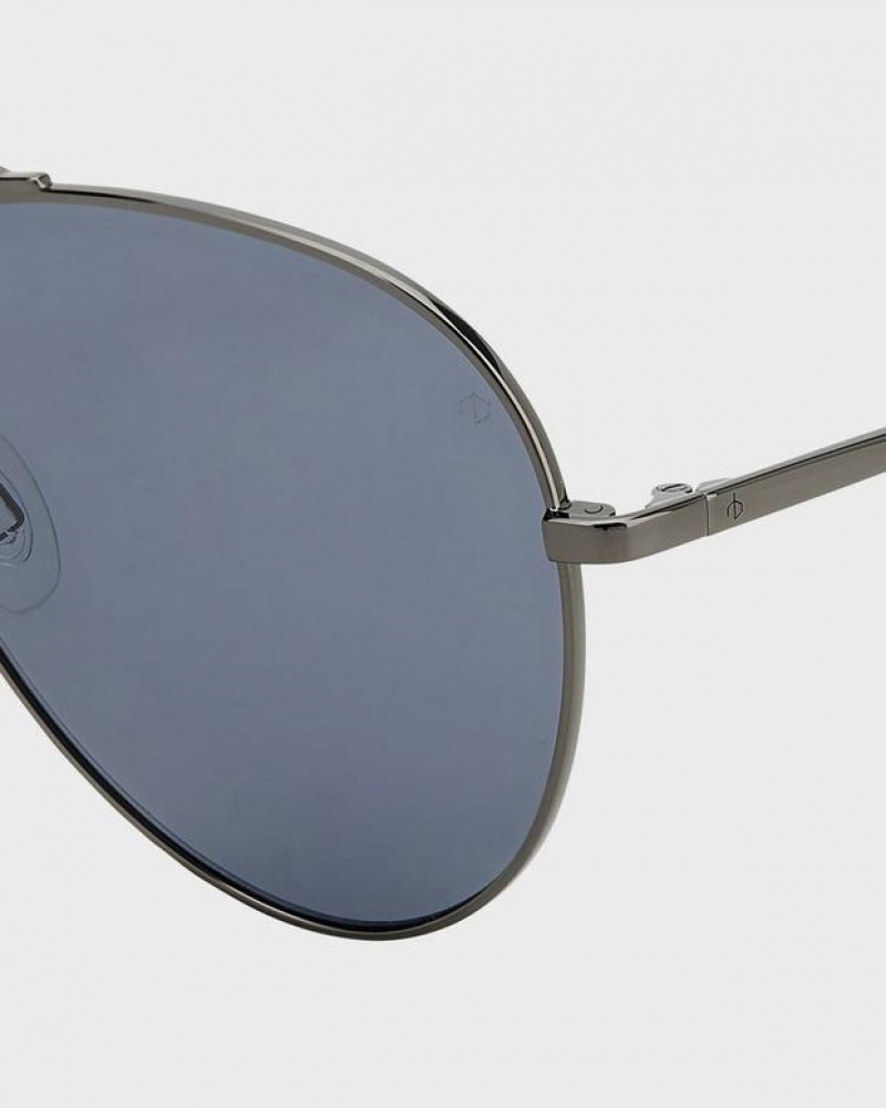 Rag & Bone Ren Pilot Sunglasses Dark Ruthenium / Grey | 96731HKUL