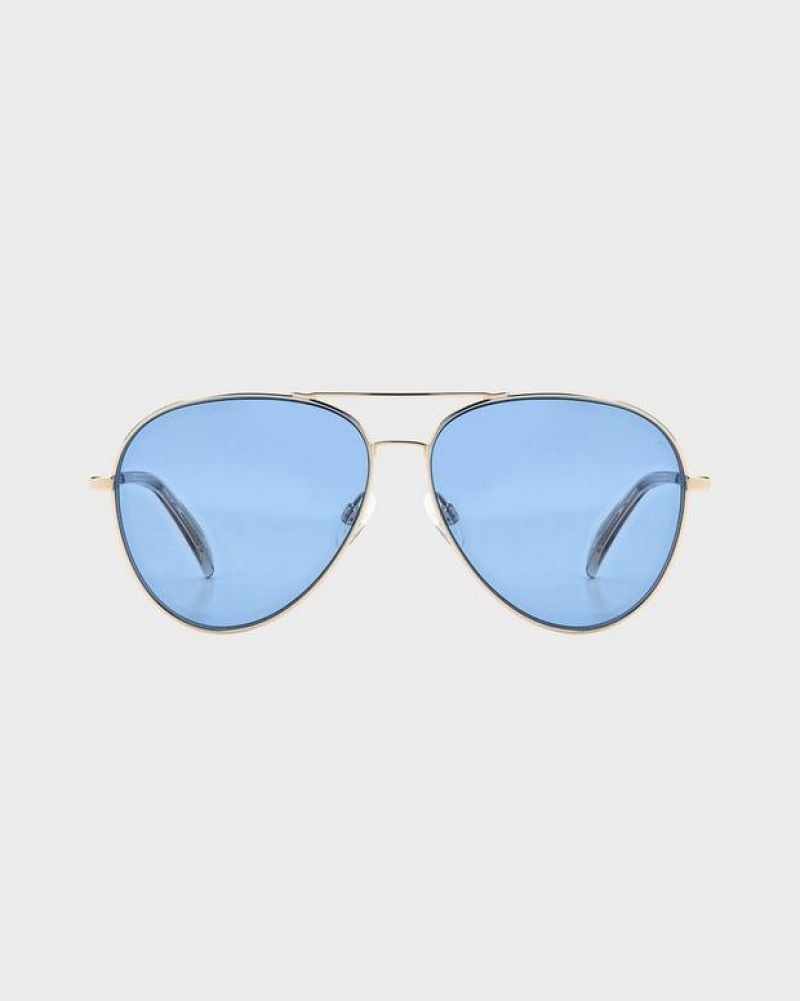 Rag & Bone Ren Pilot Sunglasses Gold Beige | 69012DPXB