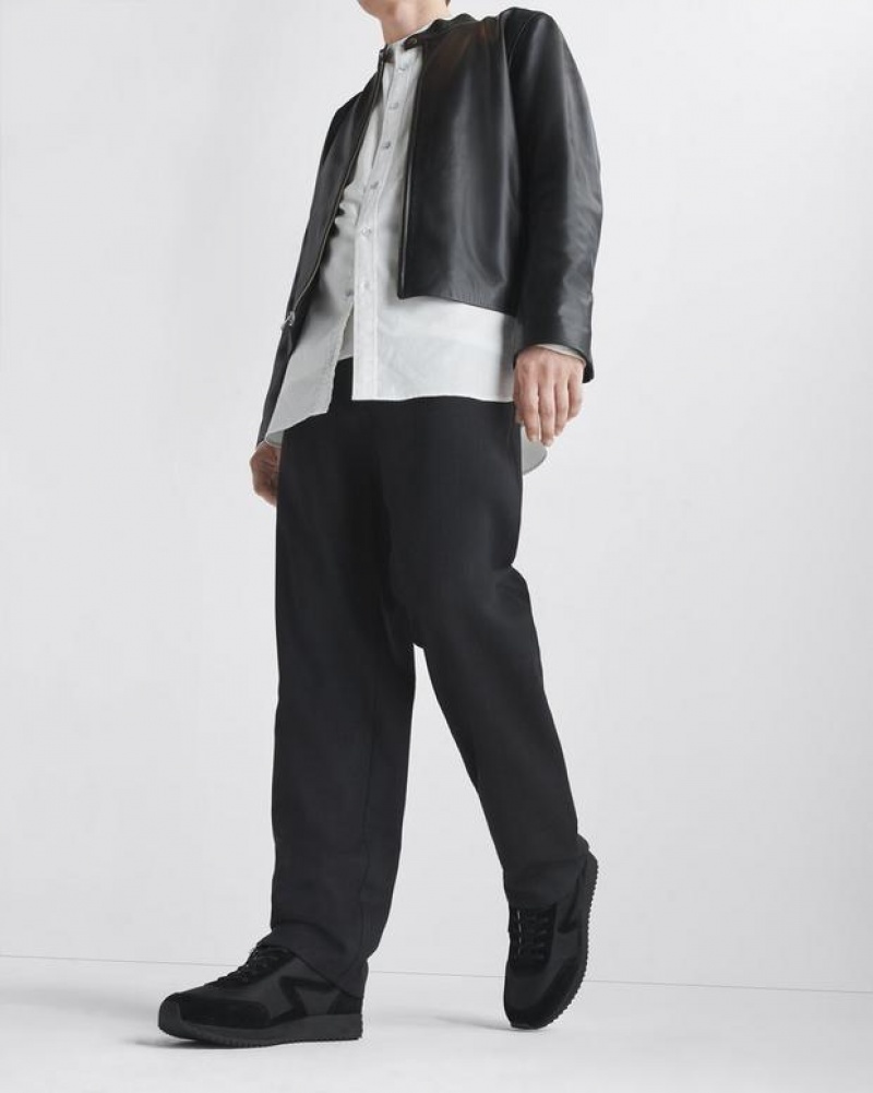 Rag & Bone Retro Runner Bomber - Suede Low Top Sneaker Black | 74536XEFU