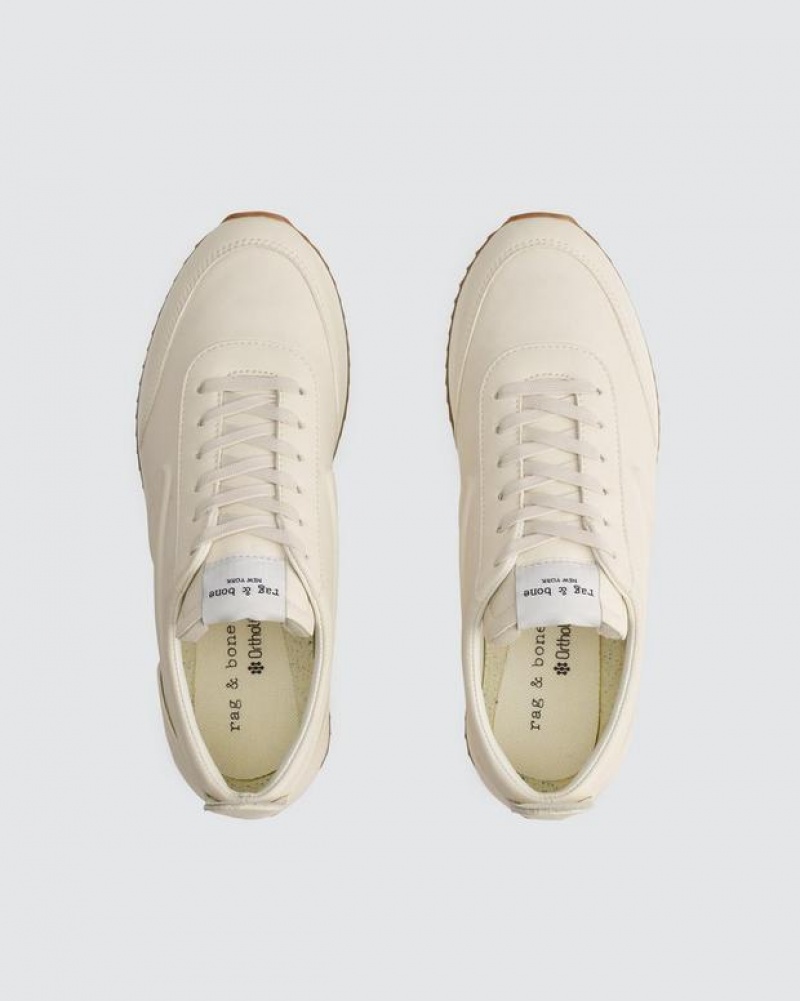 Rag & Bone Retro Runner - Leather Low Top Sneaker Birch | 39106ROUA