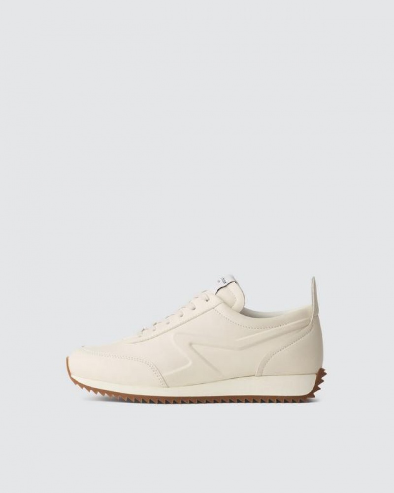 Rag & Bone Retro Runner - Leather Low Top Sneaker Birch | 39106ROUA