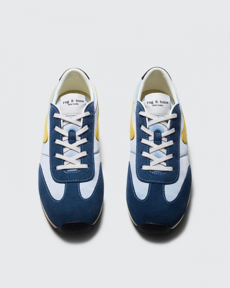 Rag & Bone Retro Runner - Suede Low Top Sneaker Denim Blue | 26418HSVB