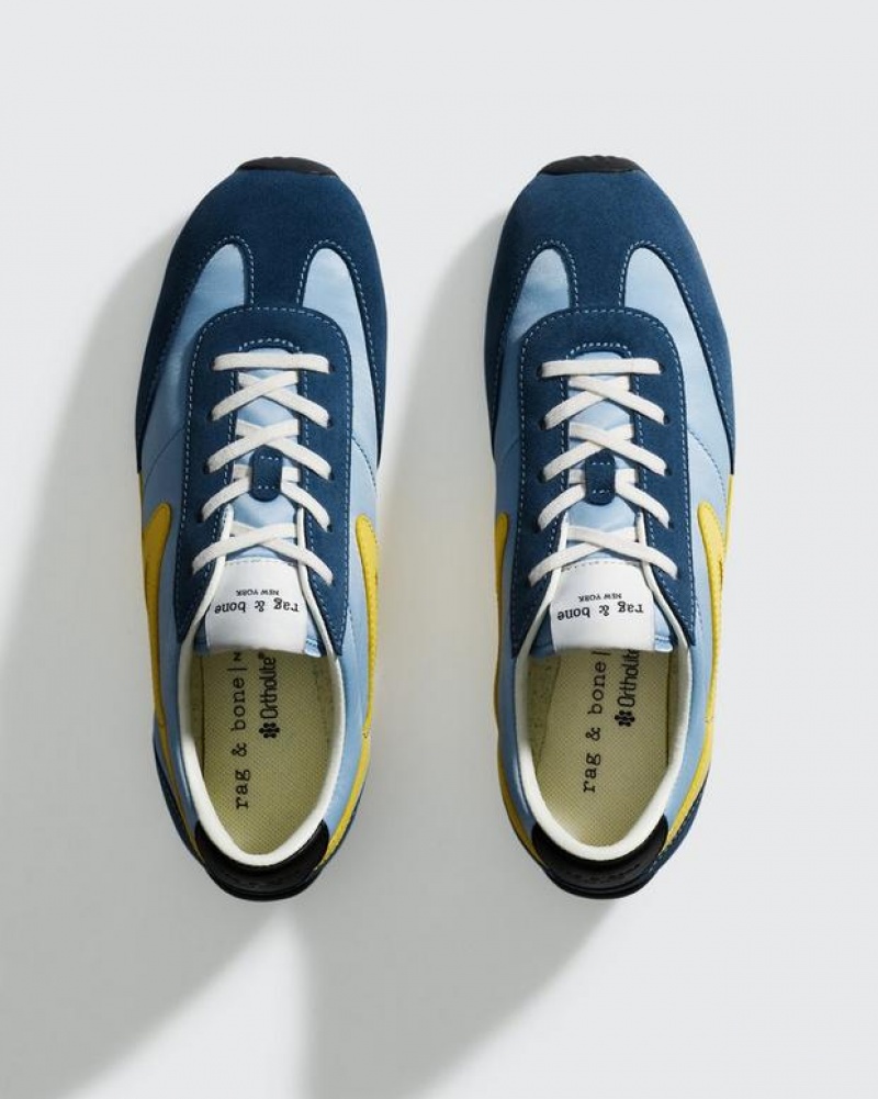 Rag & Bone Retro Runner - Suede Low Top Sneaker Denim Blue | 26418HSVB