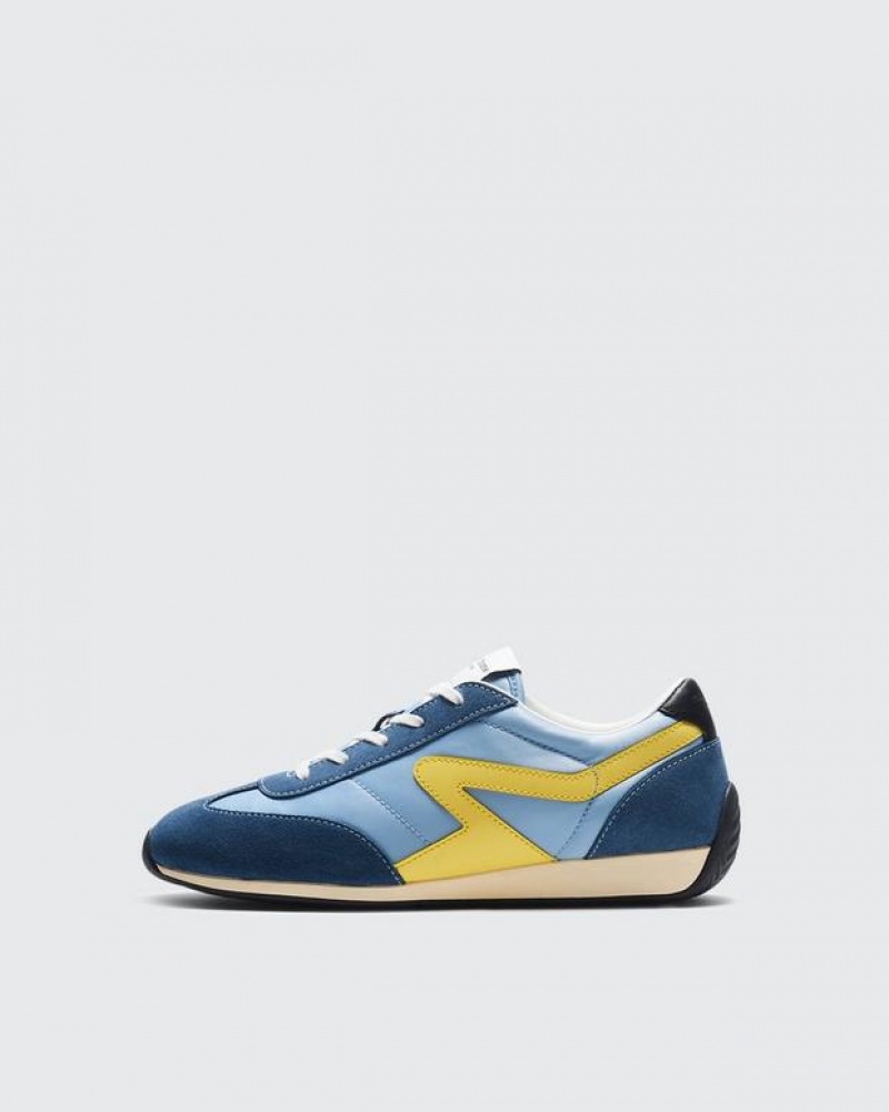 Rag & Bone Retro Runner - Suede Low Top Sneaker Denim Blue | 26418HSVB