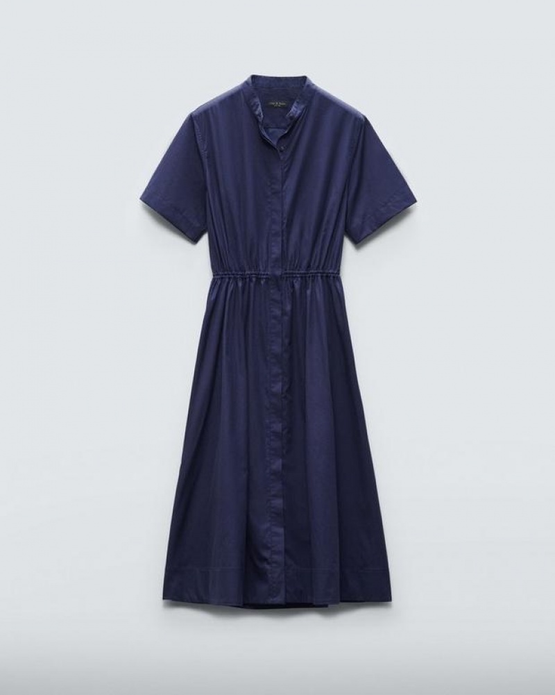 Rag & Bone Ronan Cotton Dress Maxi Navy | 53214XBIK