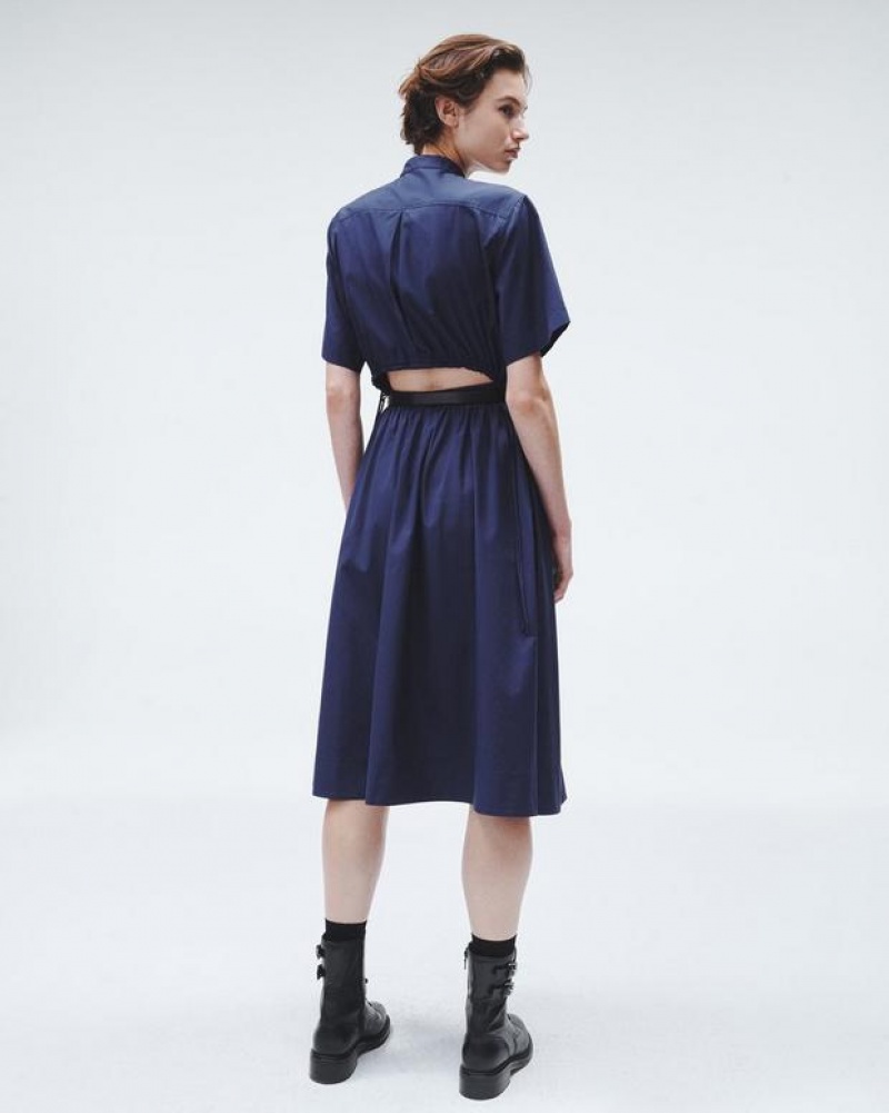 Rag & Bone Ronan Cotton Dress Maxi Navy | 53214XBIK