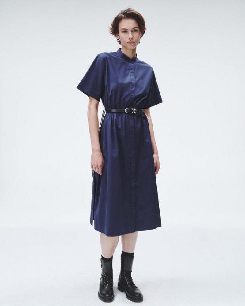 Rag & Bone Ronan Cotton Dress Maxi Navy | 53214XBIK