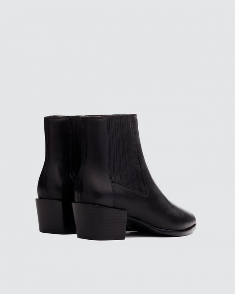 Rag & Bone Rover Boot - Smooth Leather Chelsea Ankle Bootie Black | 48935GYLI