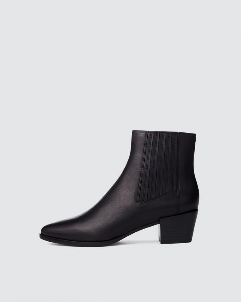 Rag & Bone Rover Boot - Smooth Leather Chelsea Ankle Bootie Black | 48935GYLI