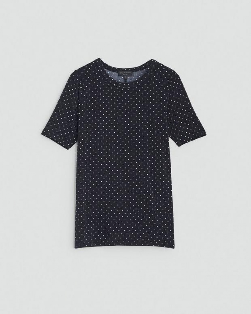 Rag & Bone Sabeen Short Sleeve Tee Jersey T-Shirt Polka Dot | 49025DVYP