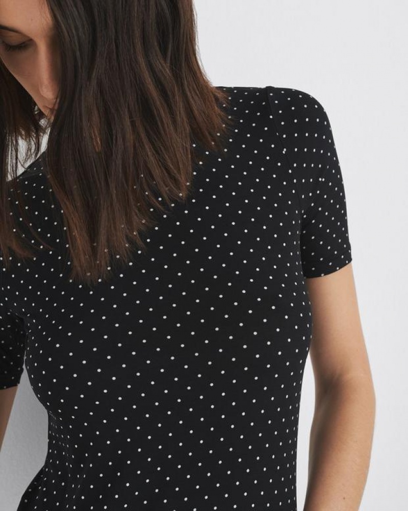 Rag & Bone Sabeen Short Sleeve Tee Jersey T-Shirt Polka Dot | 49025DVYP