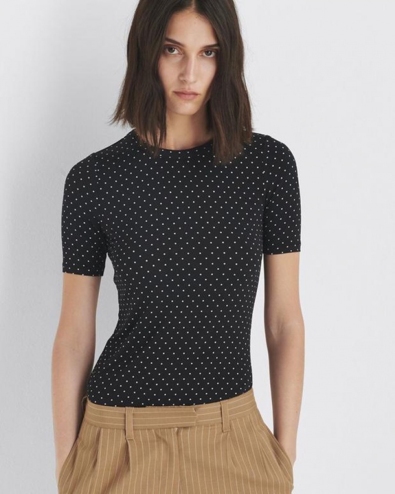 Rag & Bone Sabeen Short Sleeve Tee Jersey T-Shirt Polka Dot | 49025DVYP