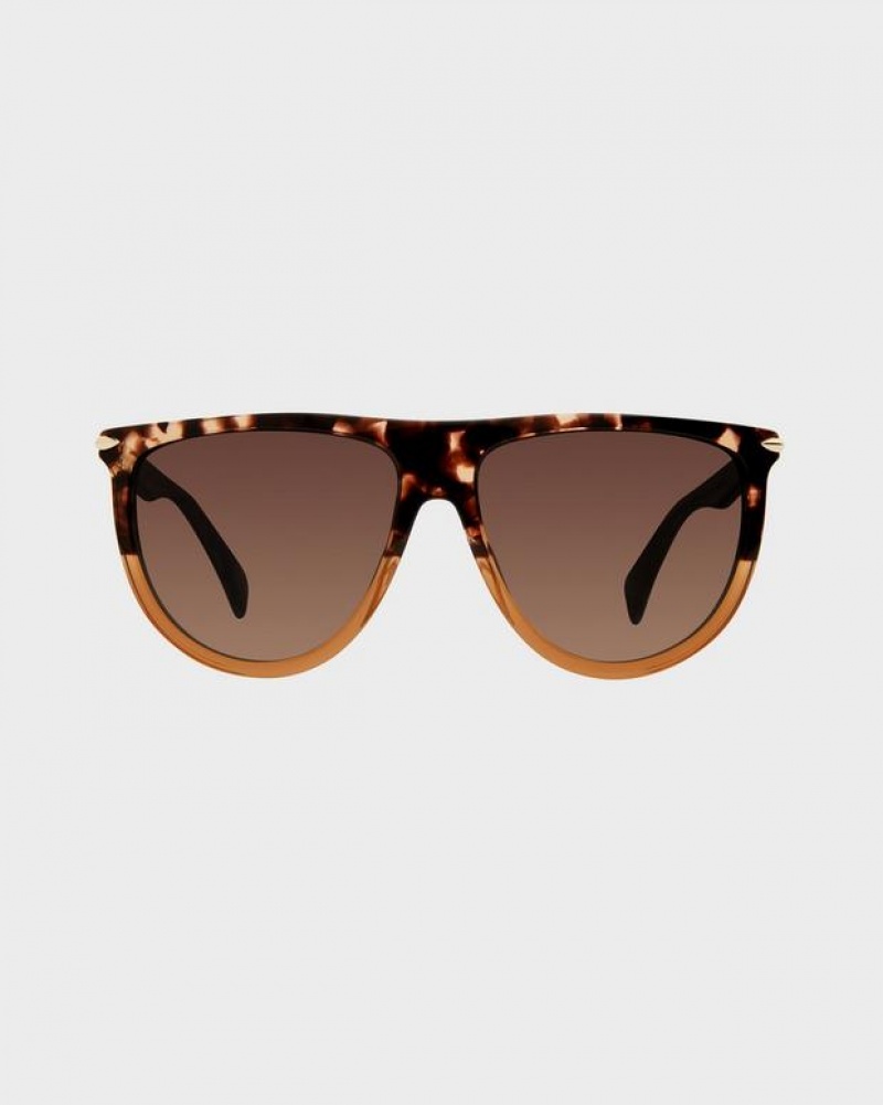 Rag & Bone Serena Shield Sunglasses Shade Havana Brown | 98321HBTL