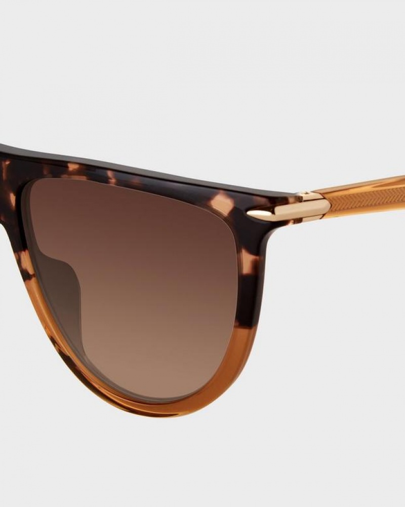 Rag & Bone Serena Shield Sunglasses Shade Havana Brown | 98321HBTL