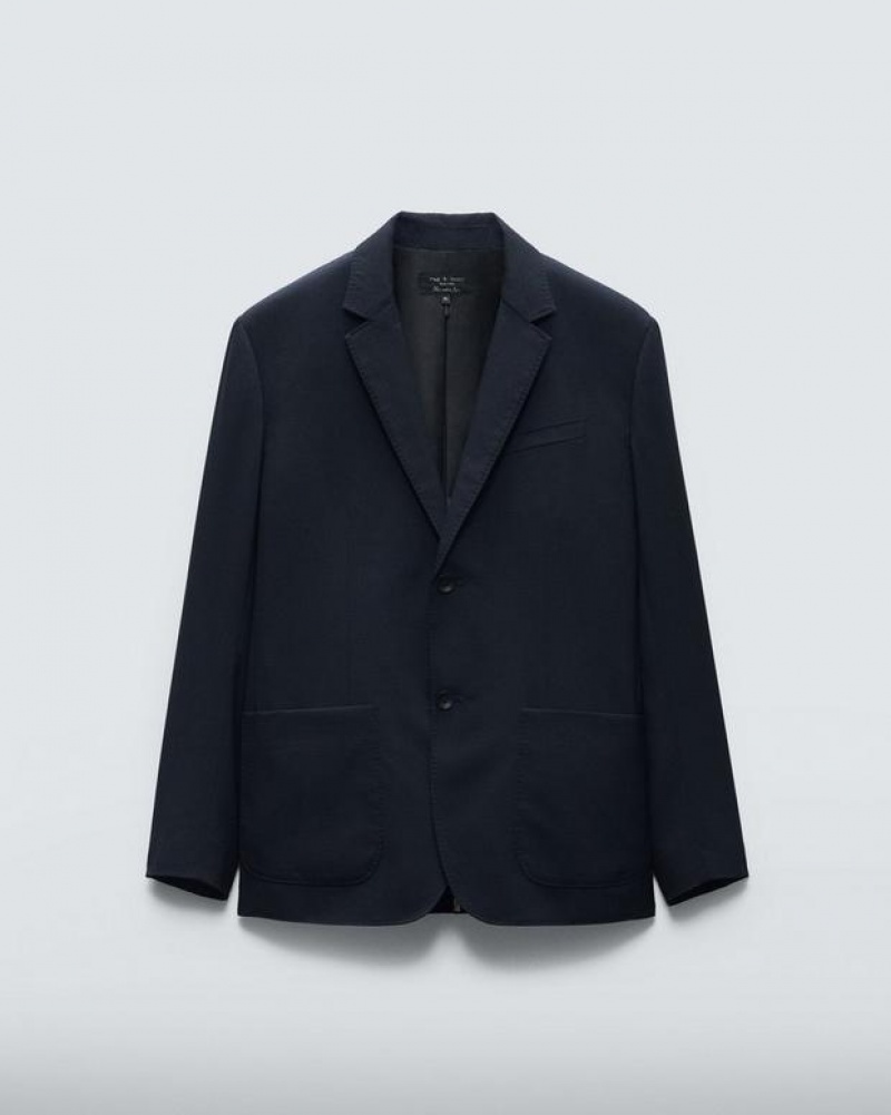 Rag & Bone Shift Wool Blazer Relaxed Fit Navy | 38467JHFN