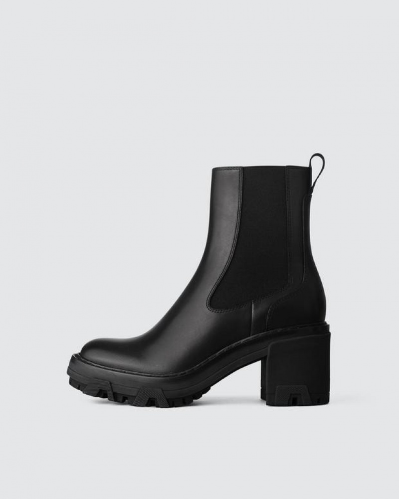 Rag & Bone Shiloh Mid Boot - Leather Chelsea Boot Black | 10648TDWM