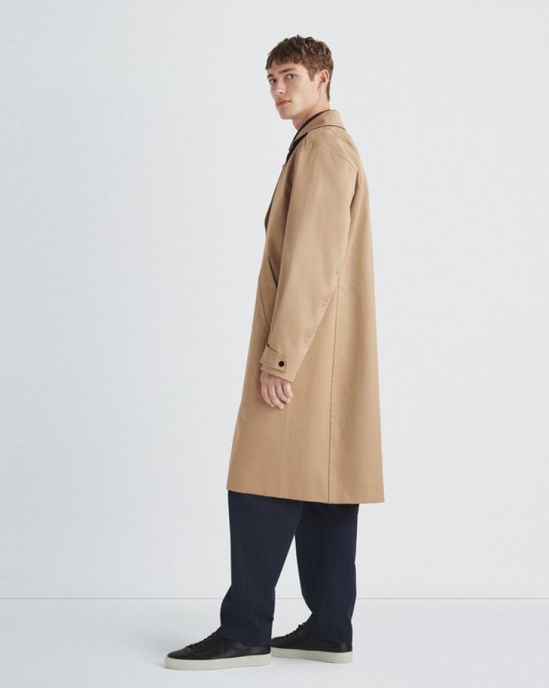 Rag & Bone Slater Cotton Trench Coat Relaxed Fit Khaki | 68014IPGN