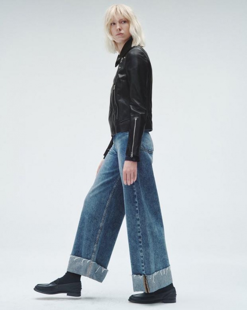 Rag & Bone Sofie Ankle Ultra Wide-Leg High-Rise Lightweight Rigid Jean Pebbles | 10235ZVET